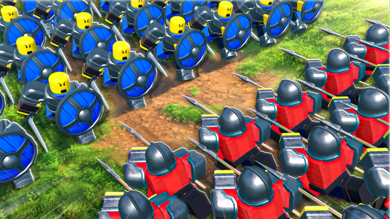 Command An Army official game artwork: blocky battlefield scene from the Roblox game listing (media id 122373132018519)